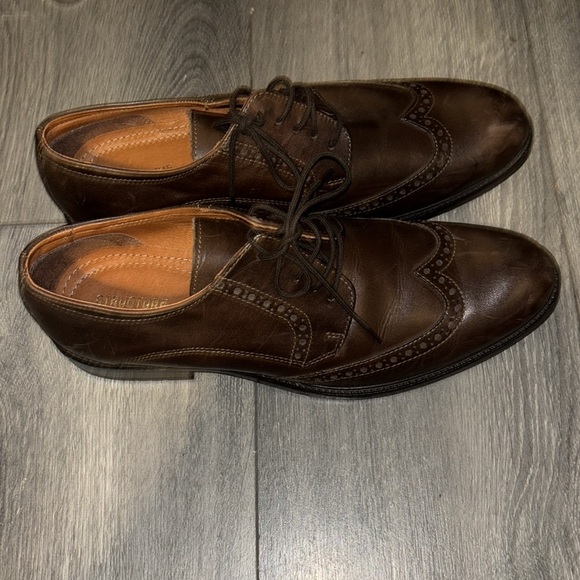 Structure Dorian Brown Leather Wingtip Oxford Dress Shoes 10.5 - Picture 4 of 11